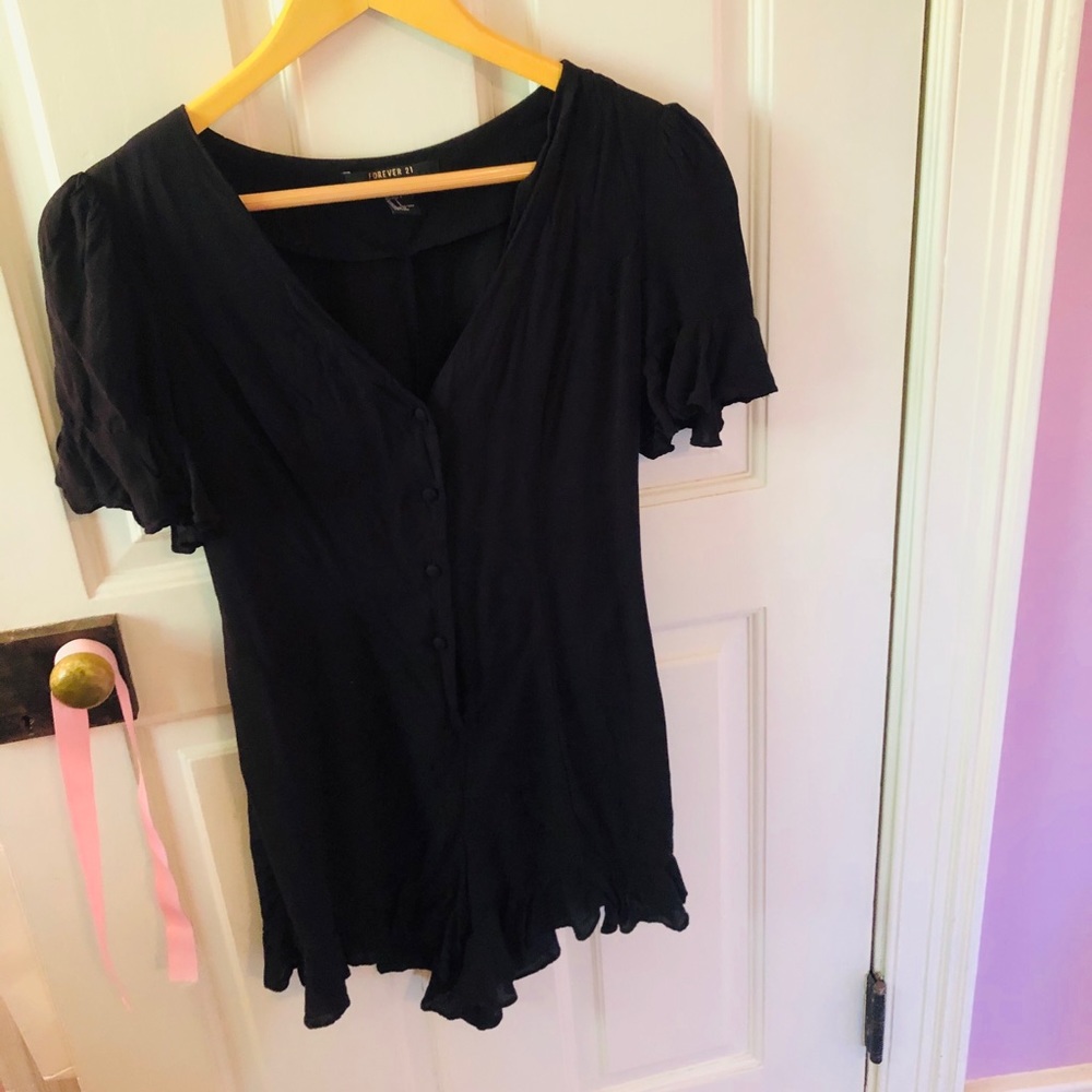 Black Buttoned Romper